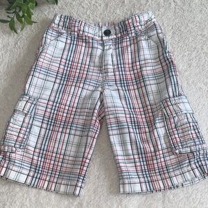 Gymboree White & Red Cargo Shorts 4 Boys Adjustable Waist EUC